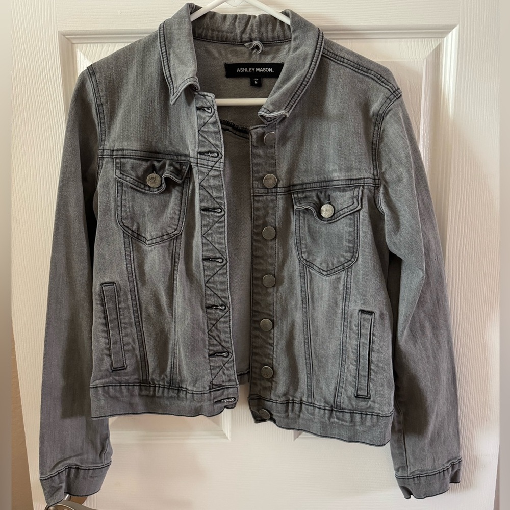 Ashley Mason Gray Denim Jacket Size Medium